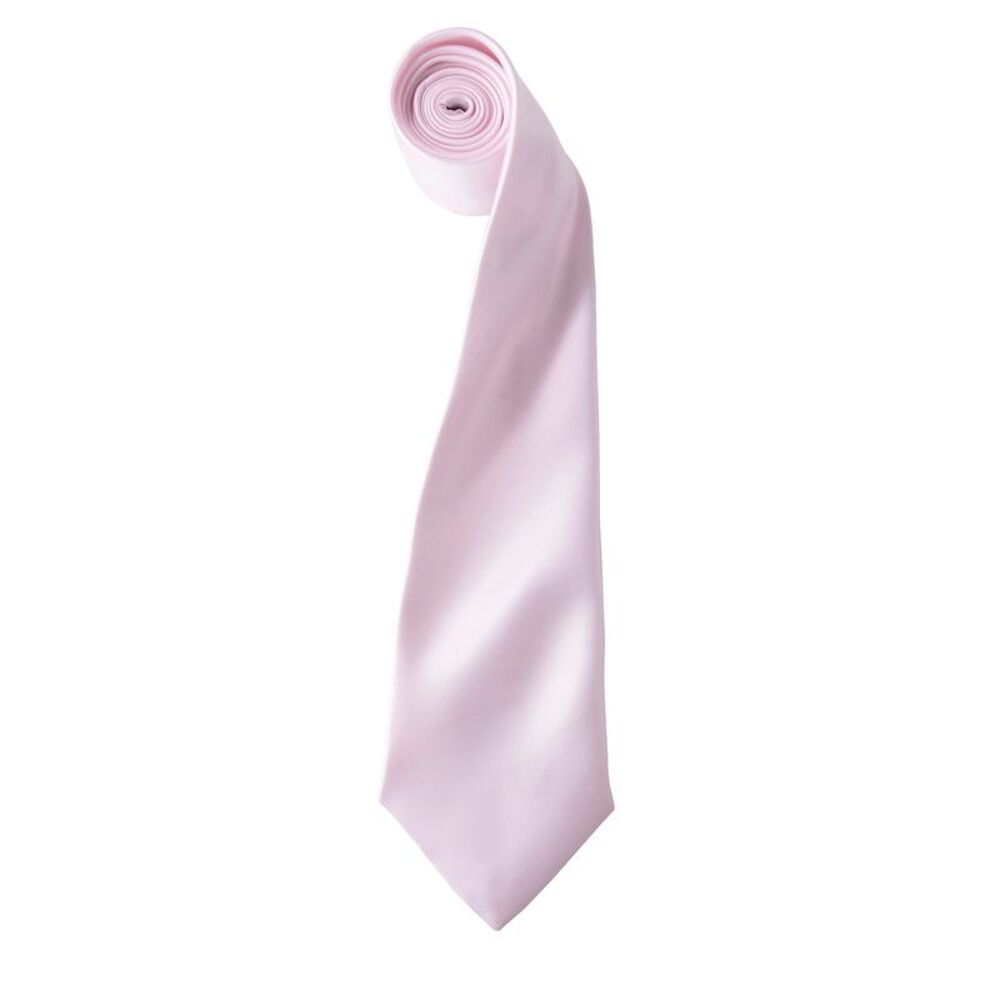 Premier Mens Plain Satin Tie (Narrow Blade) / Pink